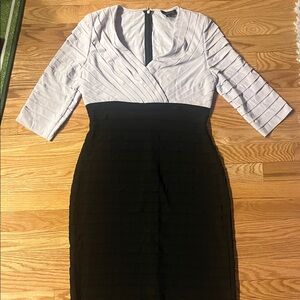 Adrianna Papell Black and White Long Sleeve Dress